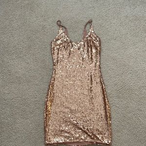 Rose gold sequin party dress